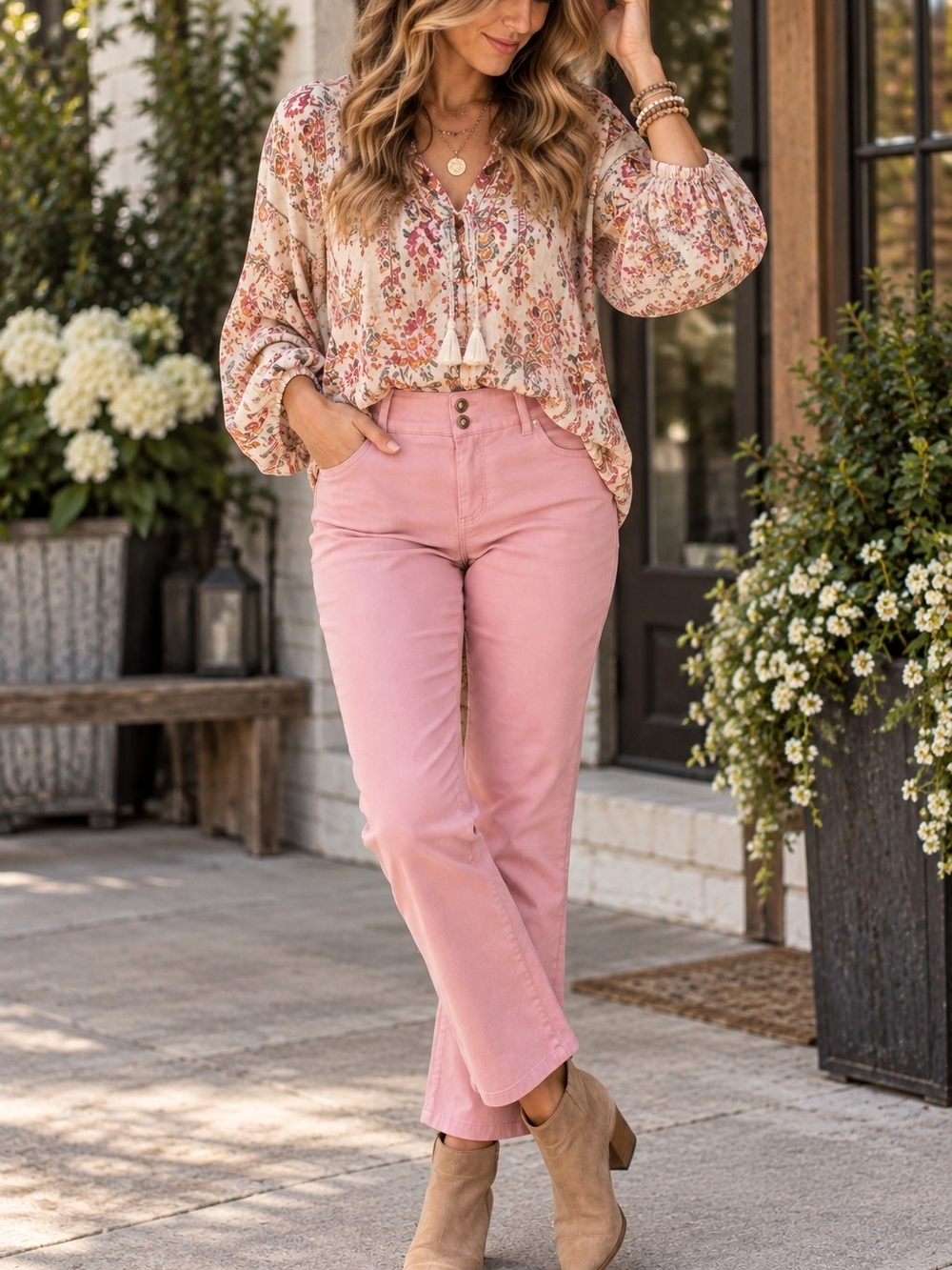 Anthropologie Pink High-Rise Cropped Jeans